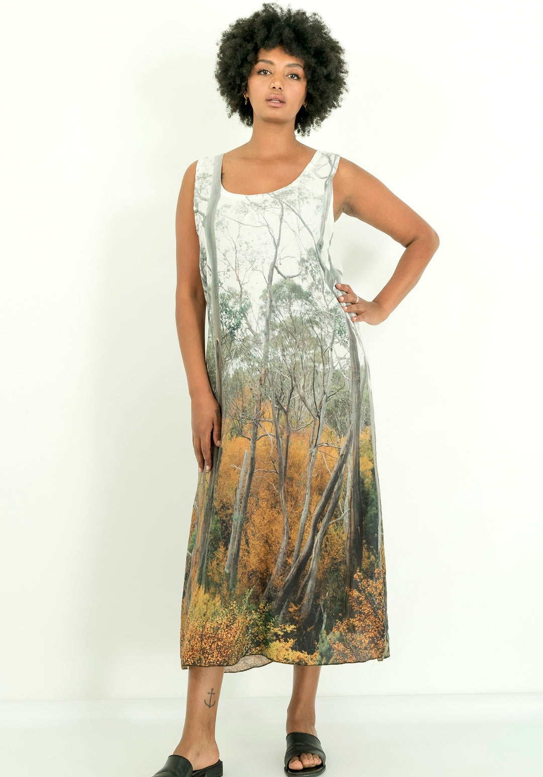 FAGUS FOREST LINEN TENCEL LONG DRESS