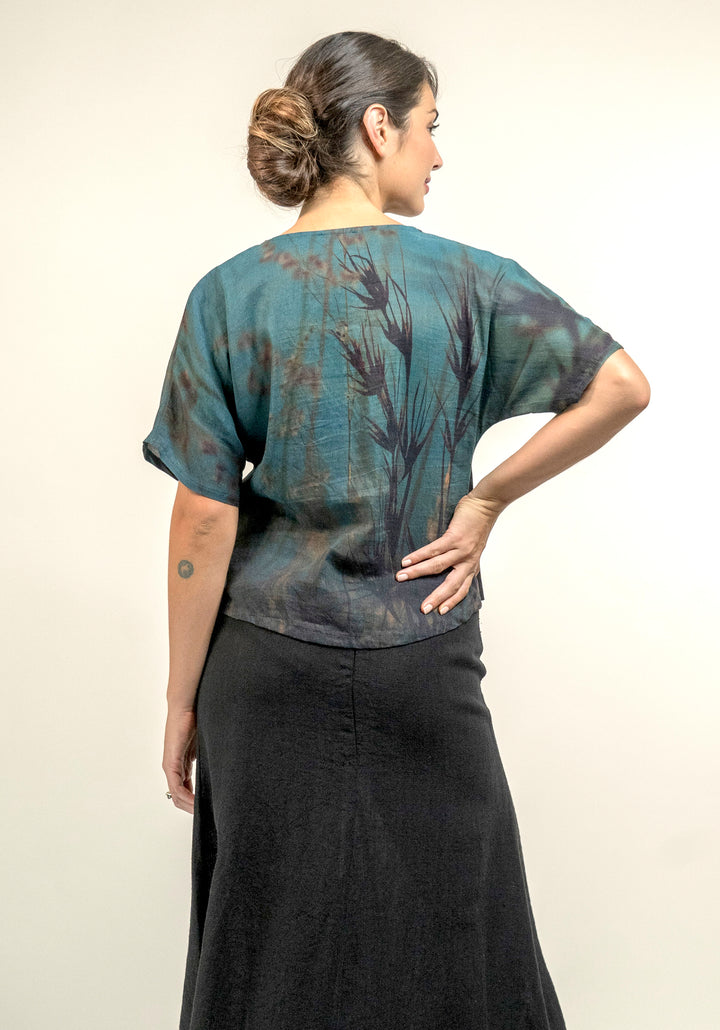 KANGAROO GRASS LINEN MODAL COWL TOP