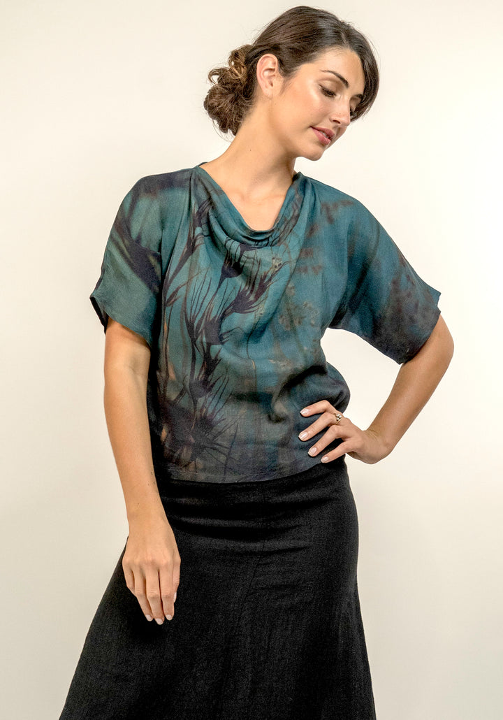 KANGAROO GRASS LINEN MODAL COWL TOP