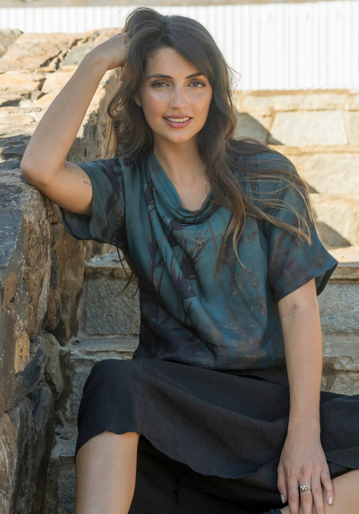 KANGAROO GRASS LINEN MODAL COWL TOP