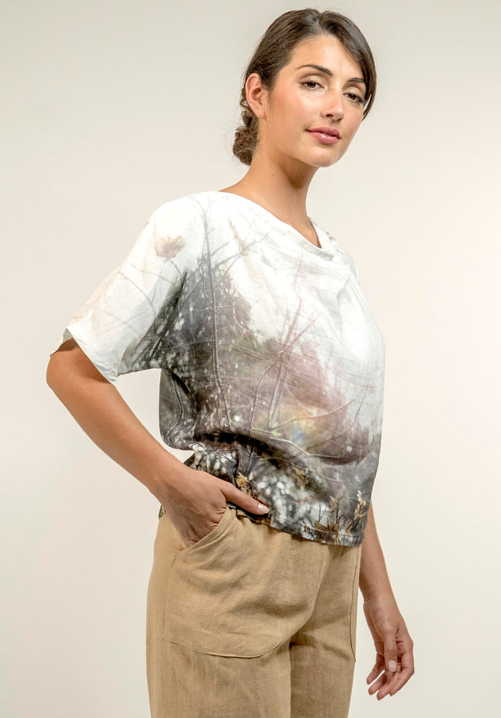MAPLE SEED LINEN MODAL COWL TOP