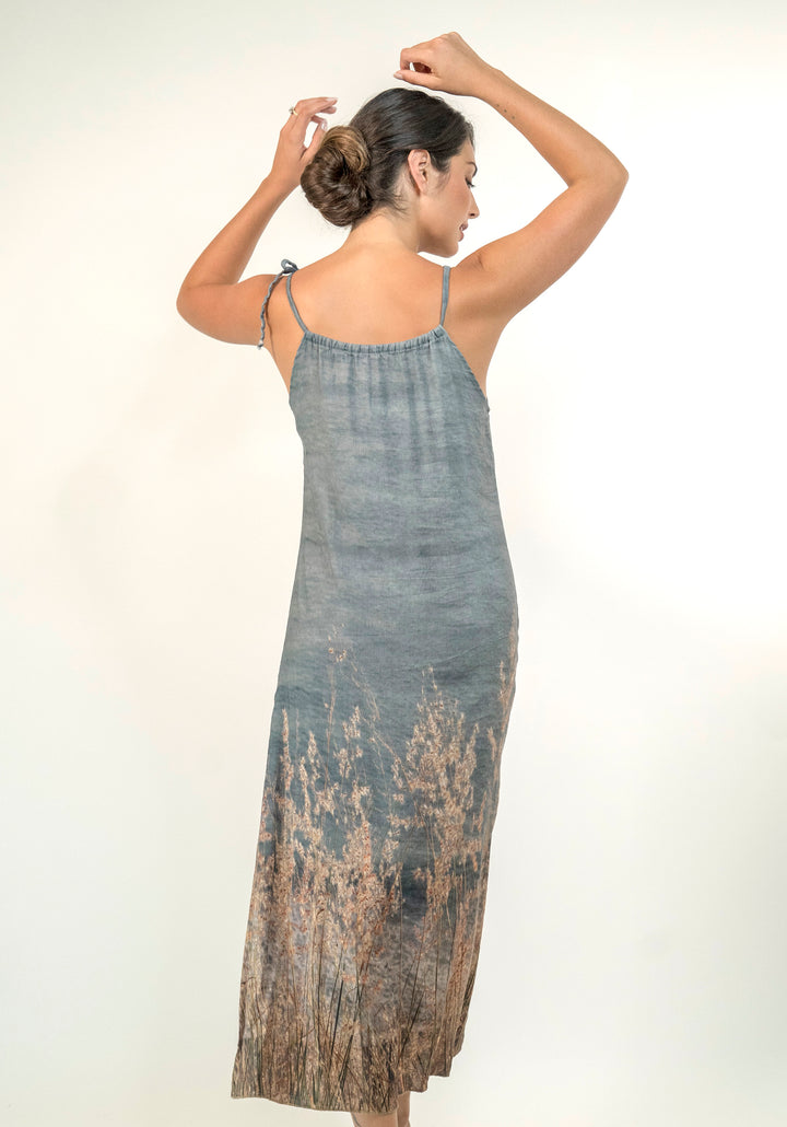 OCEAN VIEWS LINEN TENCEL SHOESTRING DRESS