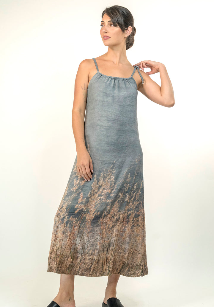 OCEAN VIEWS LINEN TENCEL SHOESTRING DRESS