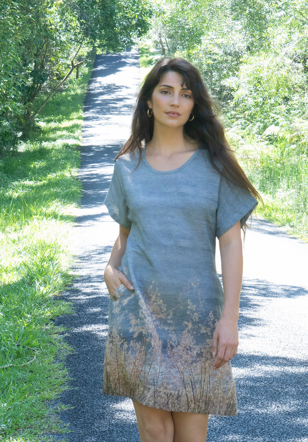 OCEAN VIEWS LINEN TENCEL POCKET DRESS