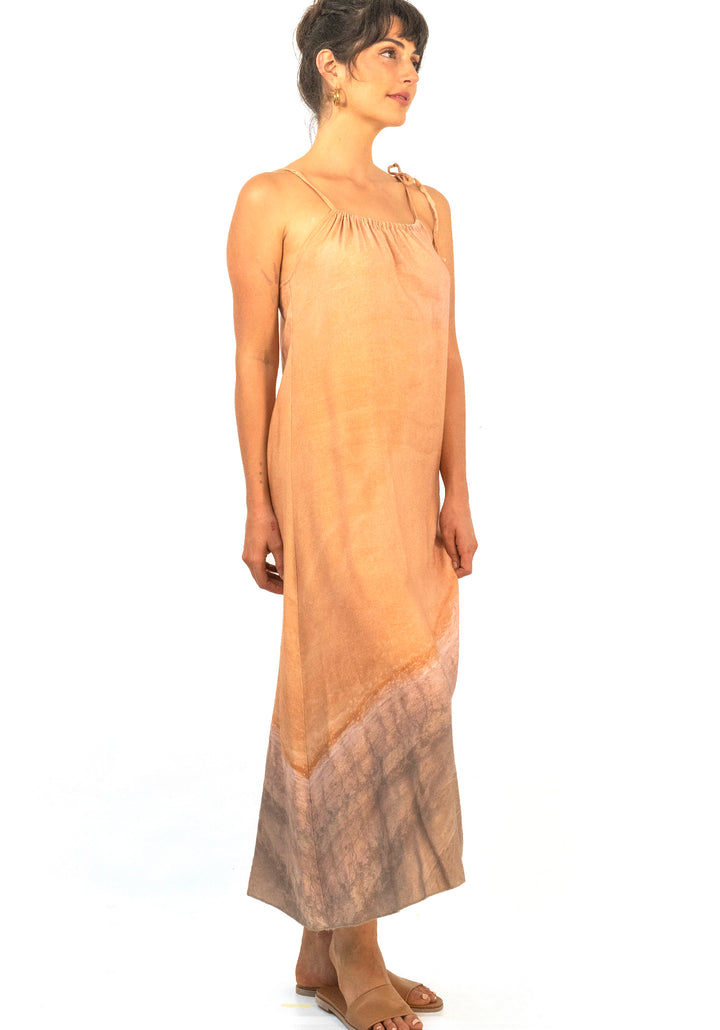 OCHRE LAKE LINEN TENCEL SHOESTRING DRESS