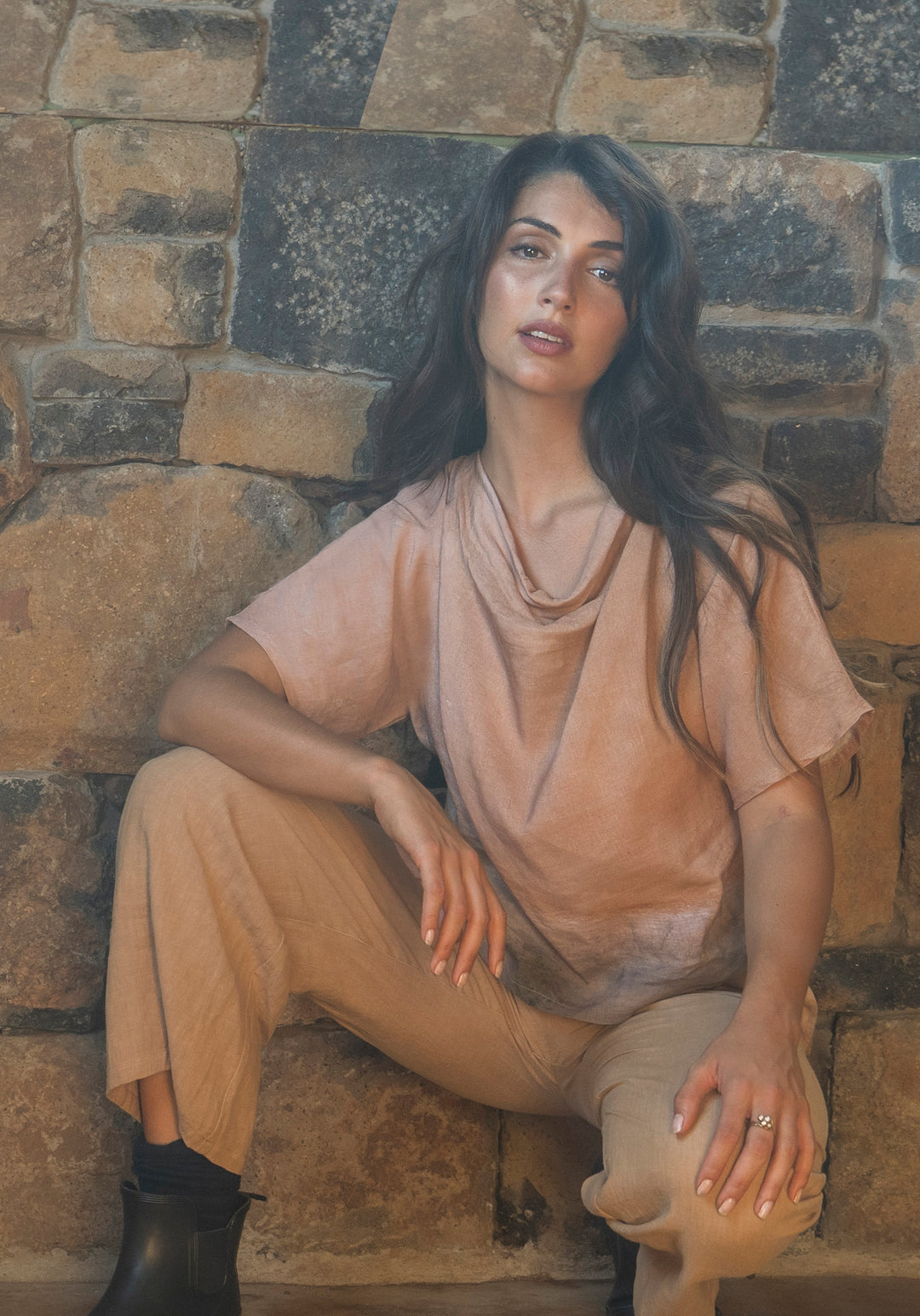 OCHRE SALT LAKE LINEN MODAL COWL TOP