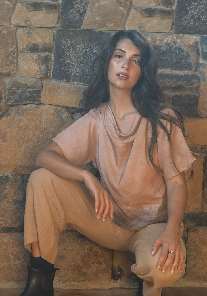 OCHRE SALT LAKE LINEN MODAL COWL TOP