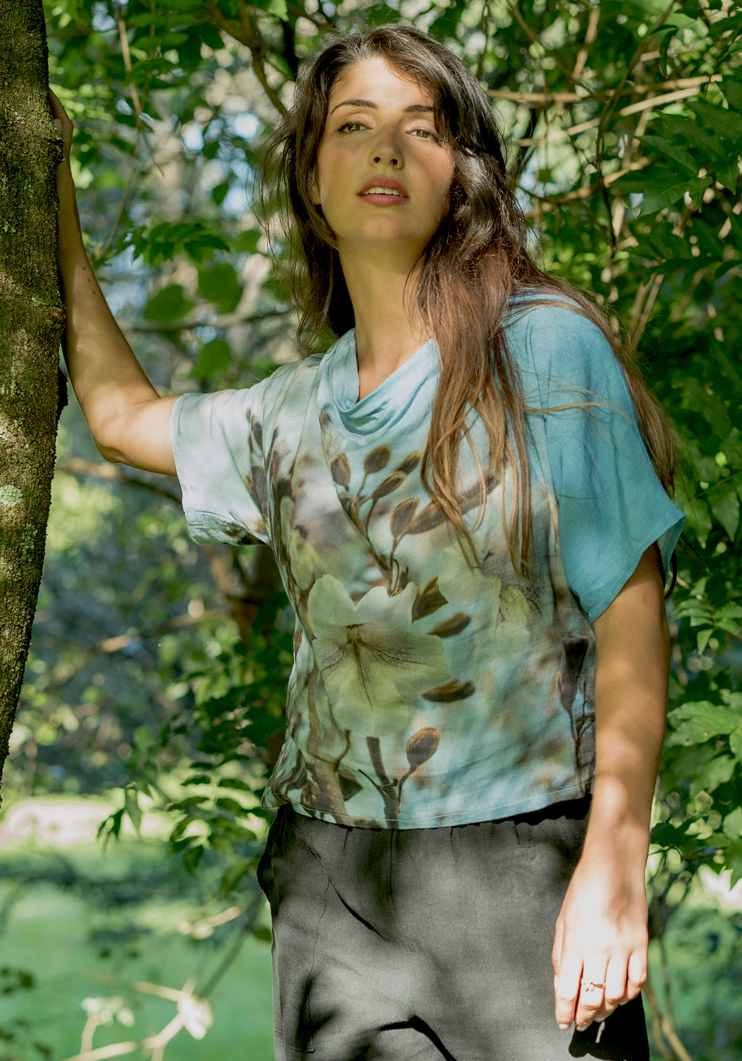 PAULOWNIA TREE LINEN MODAL COWL TOP