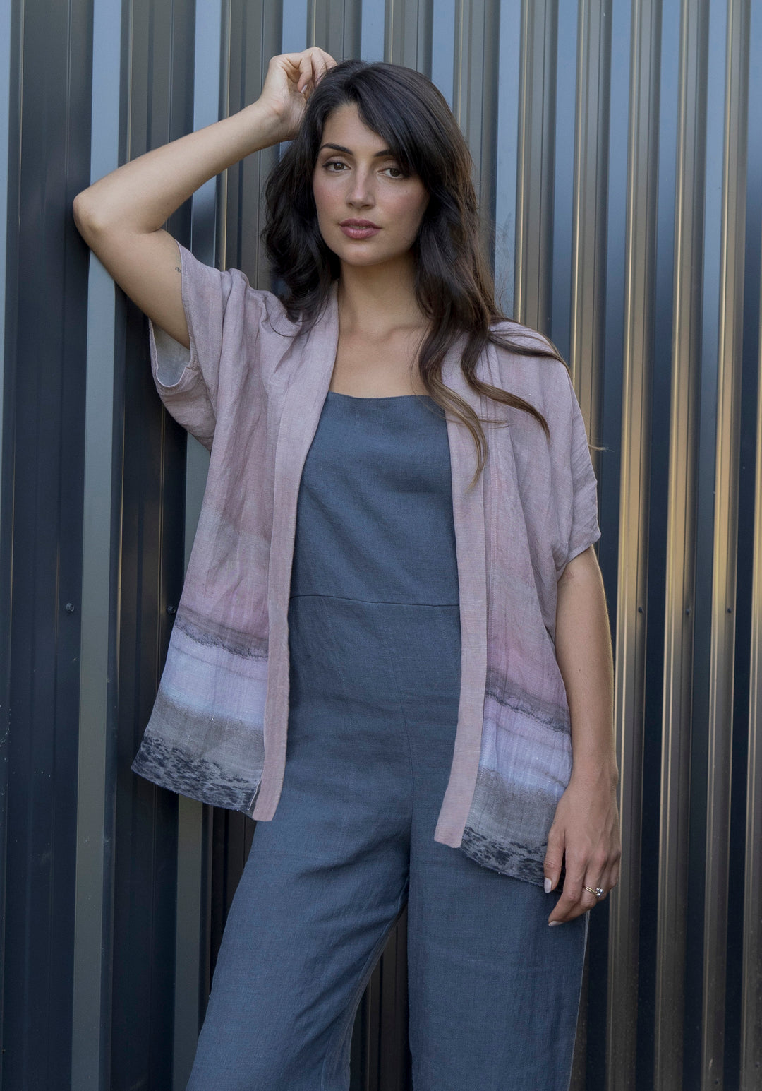PINK LAKE LINEN MODAL KIMONO