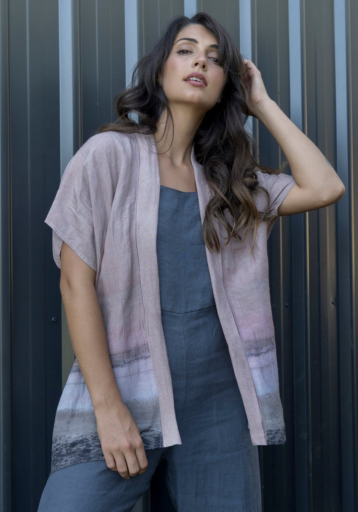 PINK LAKE LINEN MODAL KIMONO