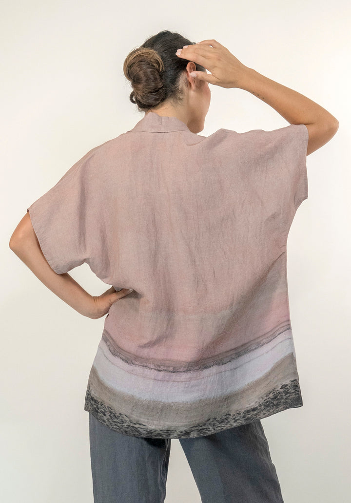 PINK LAKE LINEN MODAL KIMONO