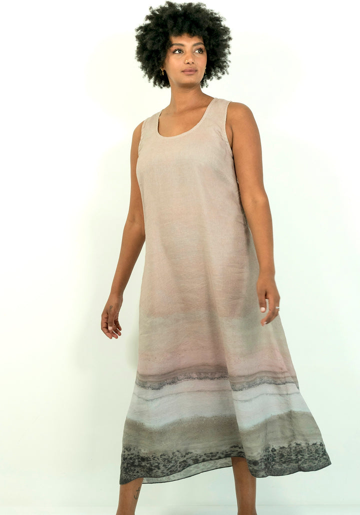 PINK LAKE LINEN TENCEL LONG DRESS