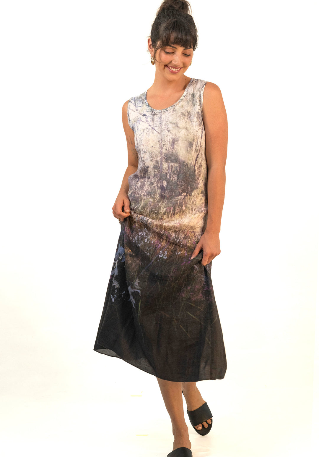 WILDFLOWER BUSHLAND LINEN TENCEL LONG DRESS
