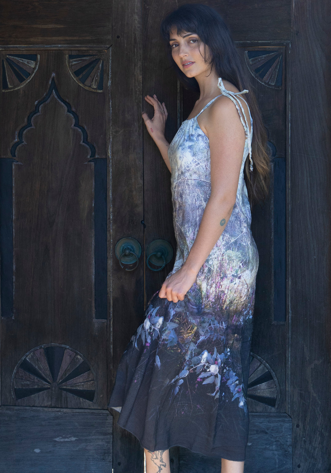 WILDFLOWER BUSHLAND LINEN TENCEL SHOESTRING DRESS