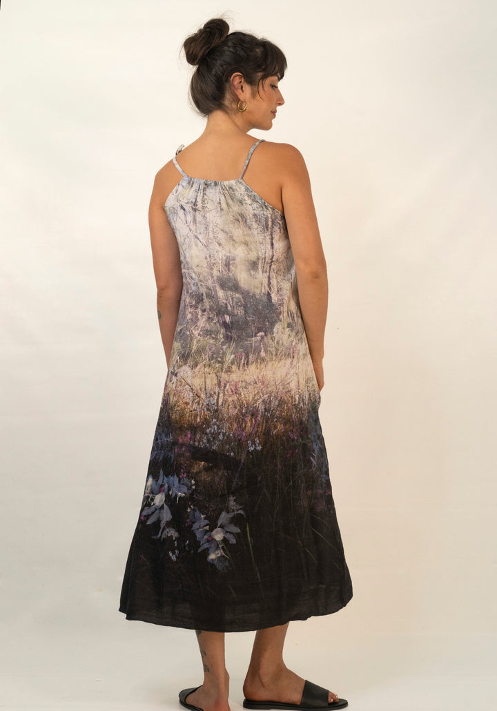 WILDFLOWER BUSHLAND LINEN TENCEL SHOESTRING DRESS