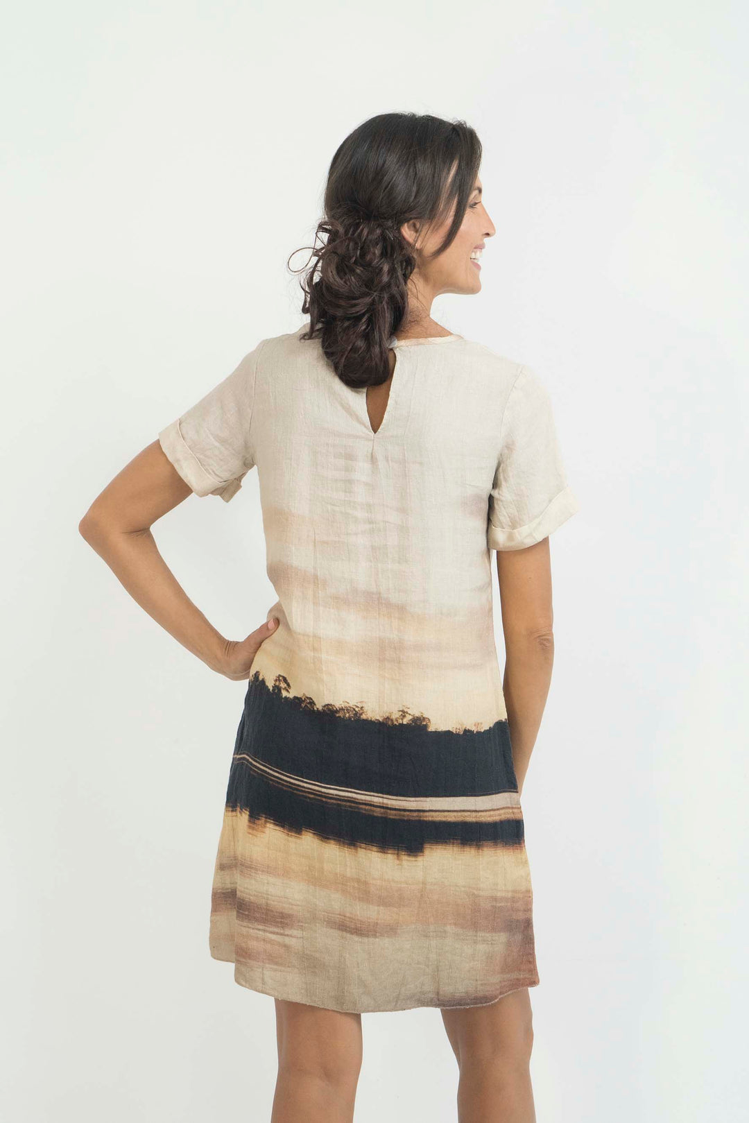 BLUSH SUNSET LINEN SHIFT DRESS