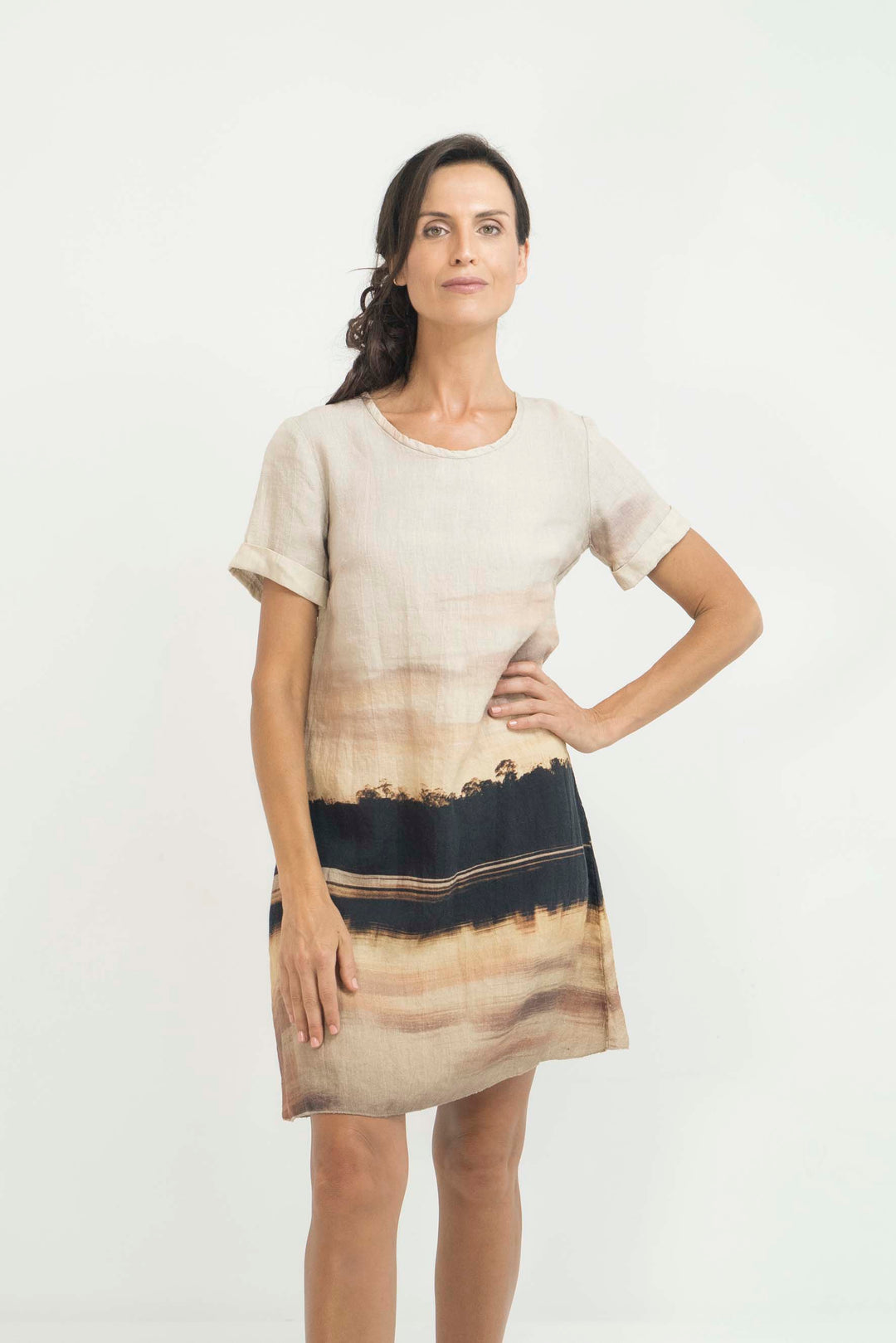 BLUSH SUNSET LINEN SHIFT DRESS