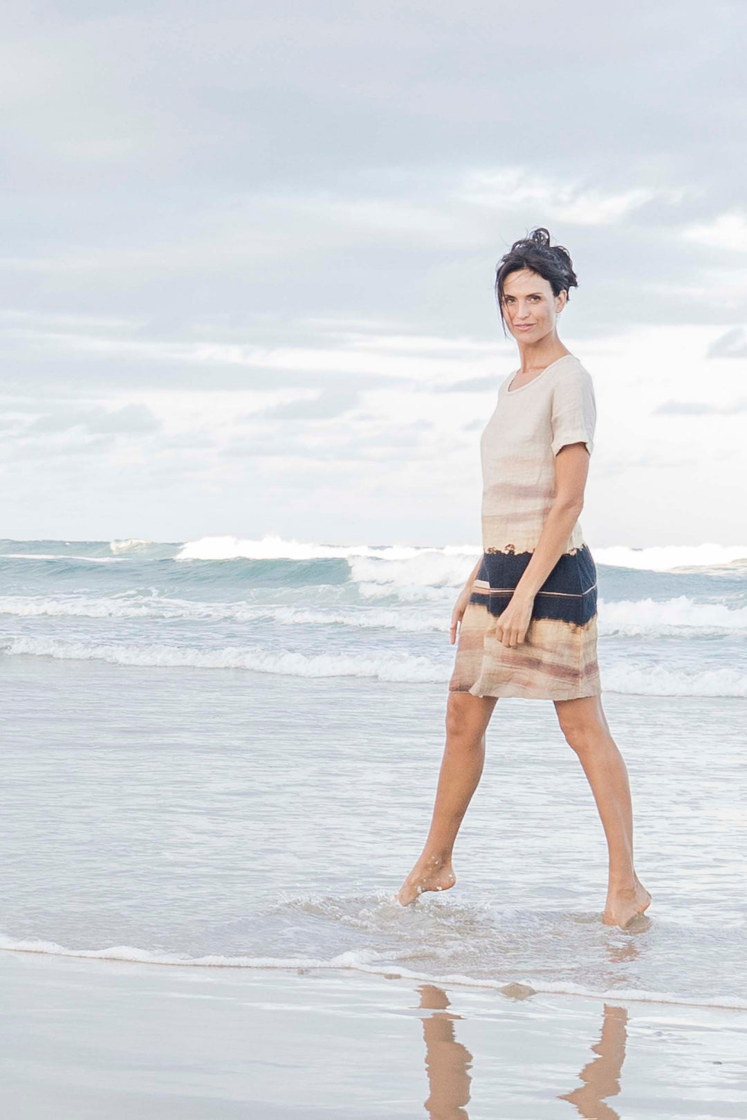 BLUSH SUNSET LINEN SHIFT DRESS