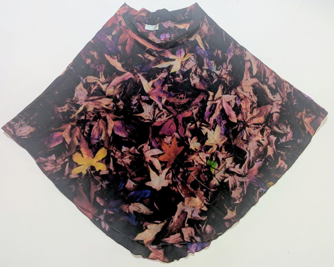 AUTUMN LEAVES WOOL &amp; SILK PONCHO