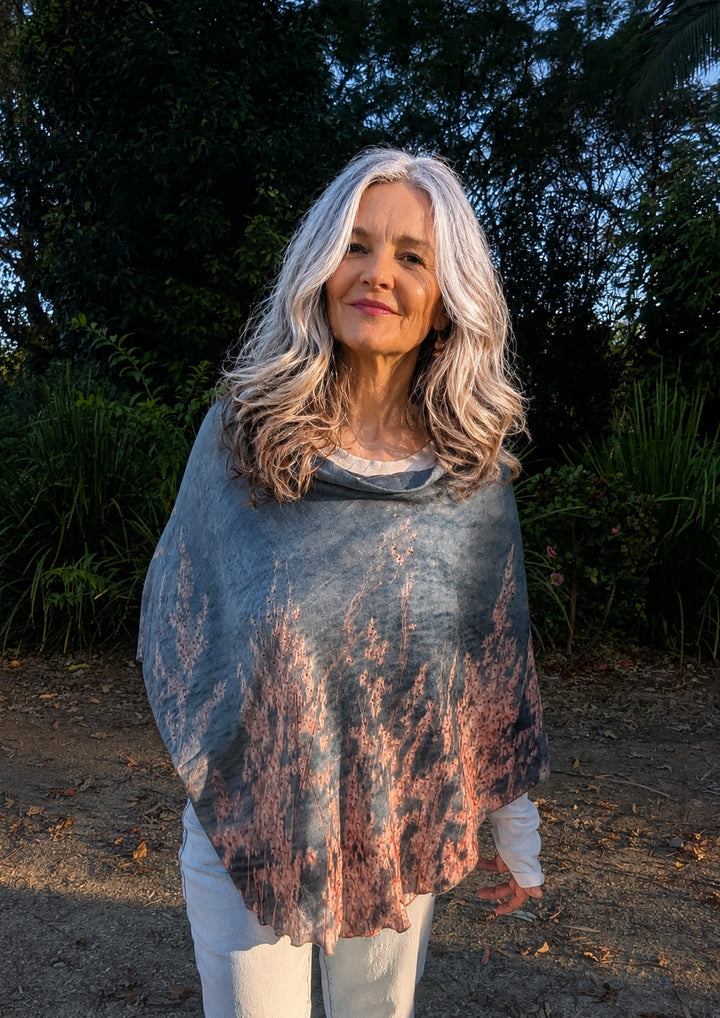 OCEAN VIEWS WOOL & SILK PONCHO
