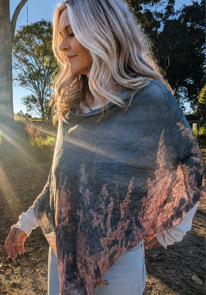 OCEAN VIEWS WOOL & SILK PONCHO