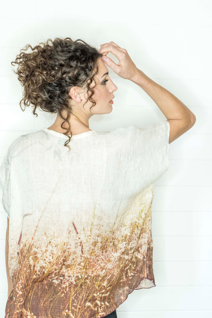 FLOWERING  GRASS LINEN TOP