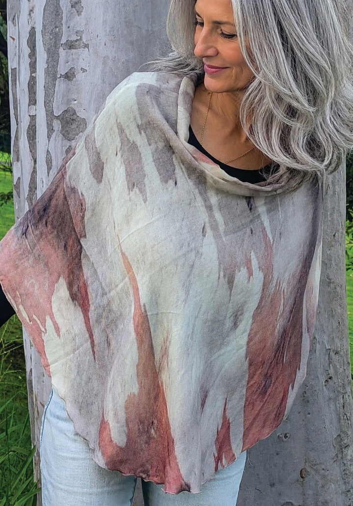 BARK WOOL & SILK PONCHO