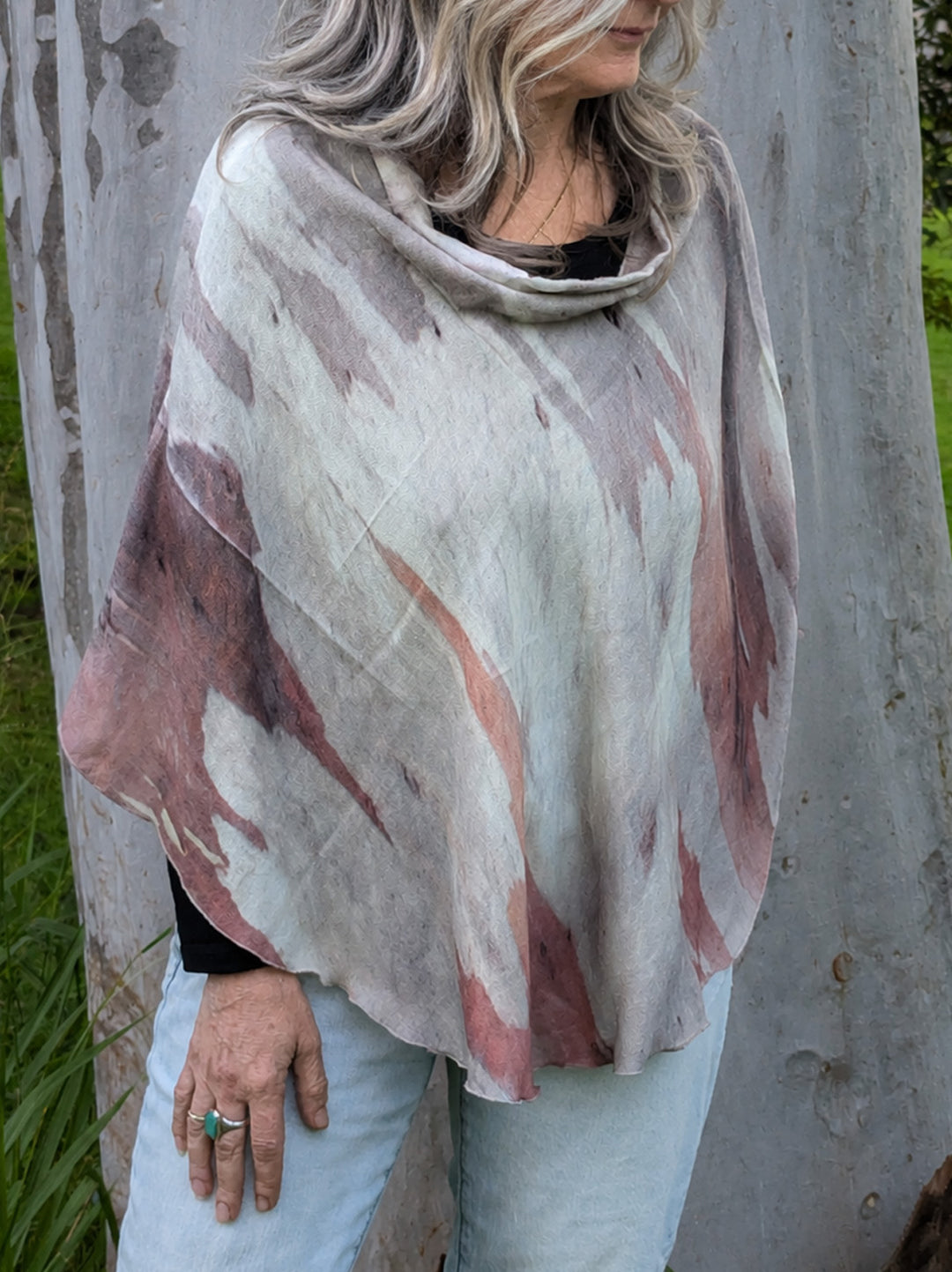 BARK WOOL & SILK PONCHO