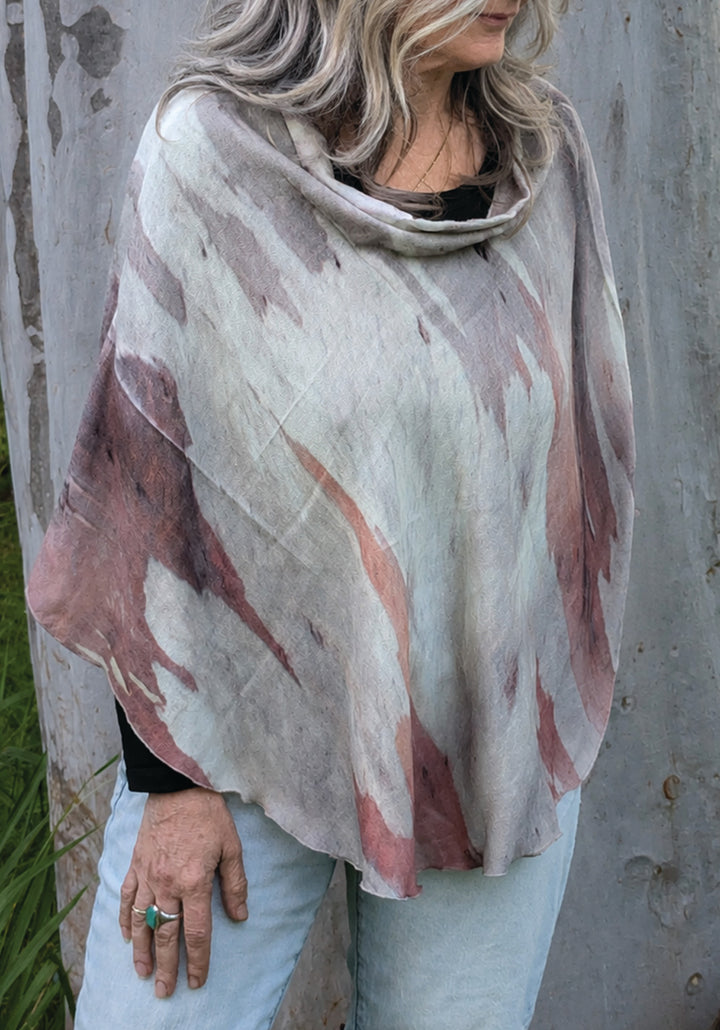 BARK WOOL & SILK PONCHO
