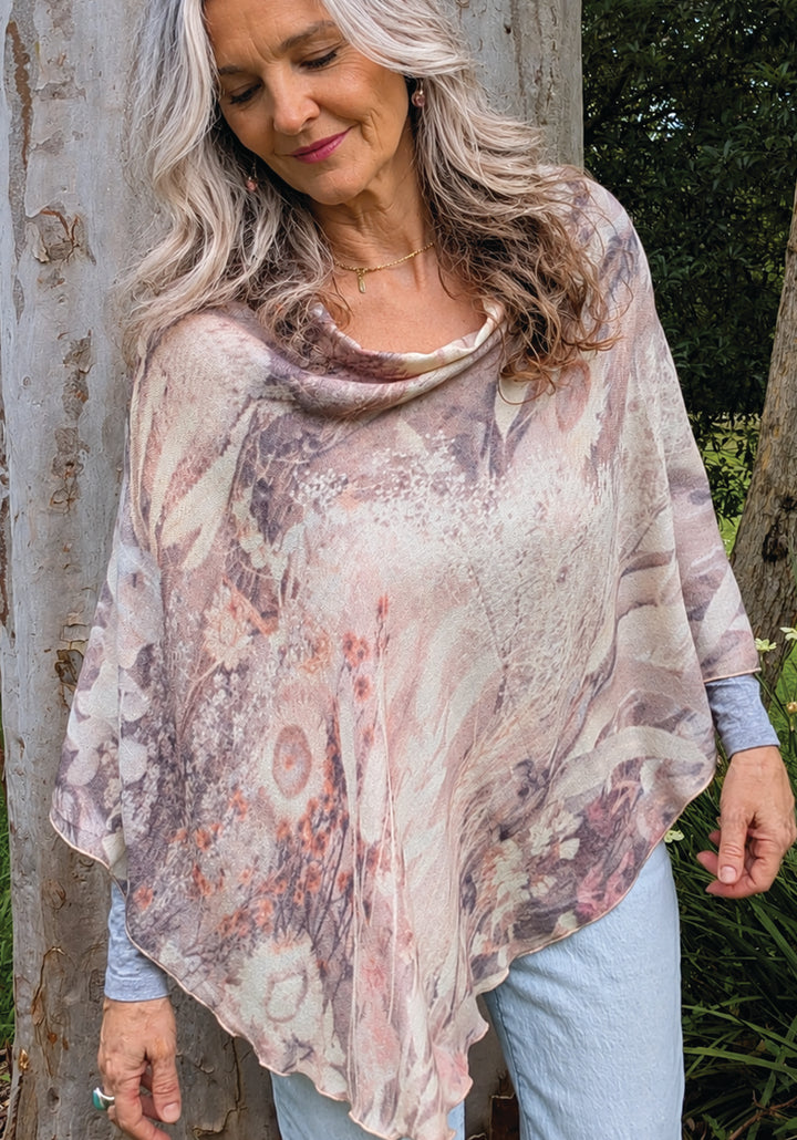 DRIED WILDFLOWERS WOOL &amp; SILK PONCHO