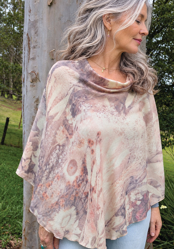 DRIED WILDFLOWERS WOOL &amp; SILK PONCHO