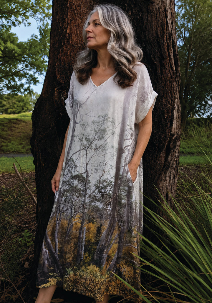 FAGUS FOREST MAXI KAFTAN LINEN TENCEL