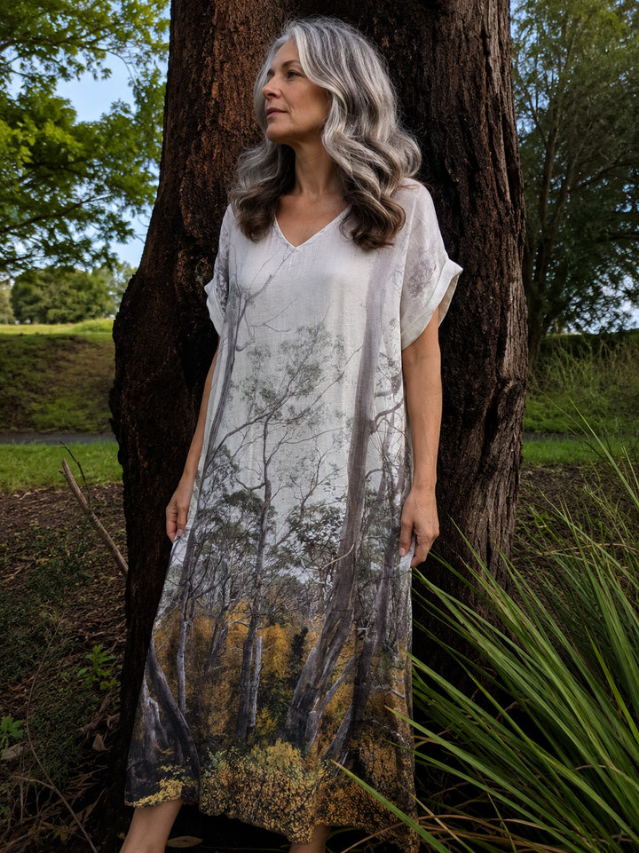FAGUS FOREST MAXI KAFTAN LINEN TENCEL