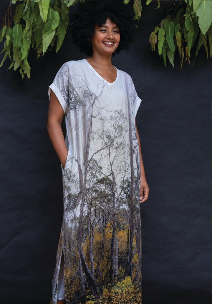 FAGUS FOREST MAXI KAFTAN LINEN TENCEL