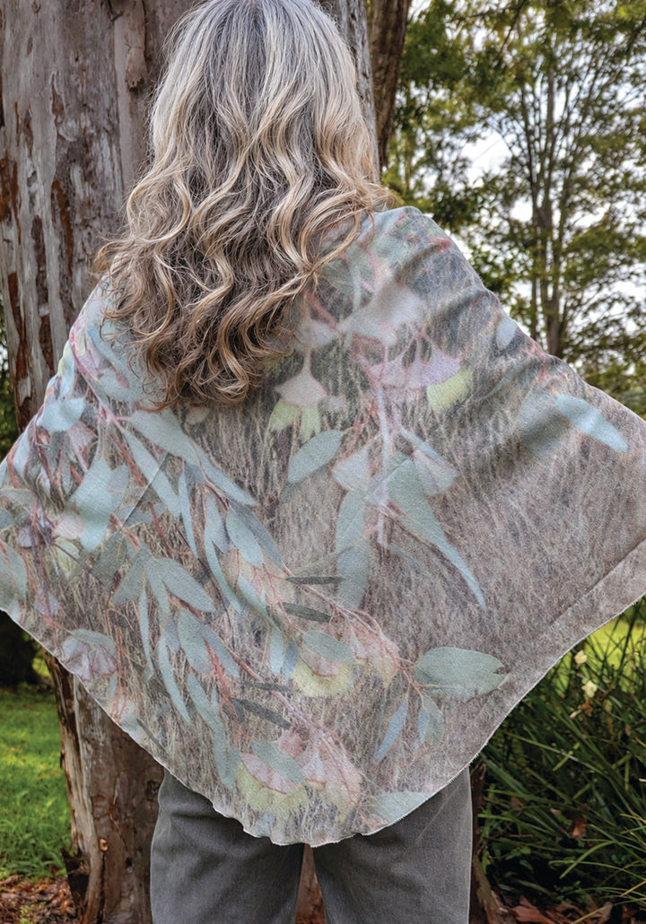 FLOWERING GUM WOOL &amp; SILK PONCHO