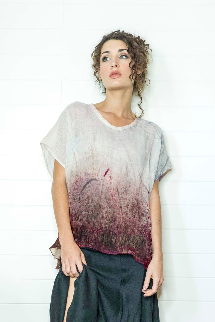 FLOWERING  GRASS LINEN TOP