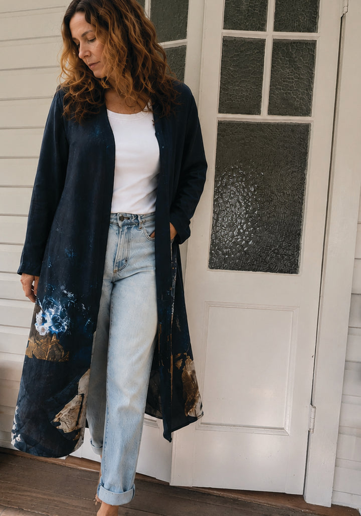 THE GAP LINEN TENCEL DUSTER JACKET