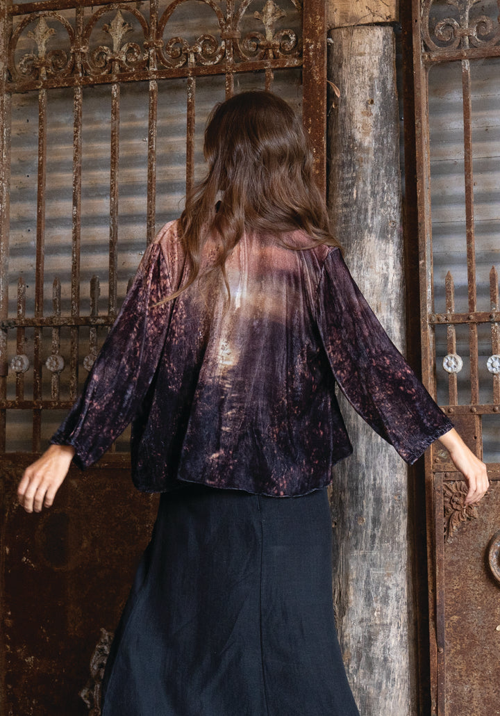 GOLDEN SUNSET SILK VELVET KIMONO