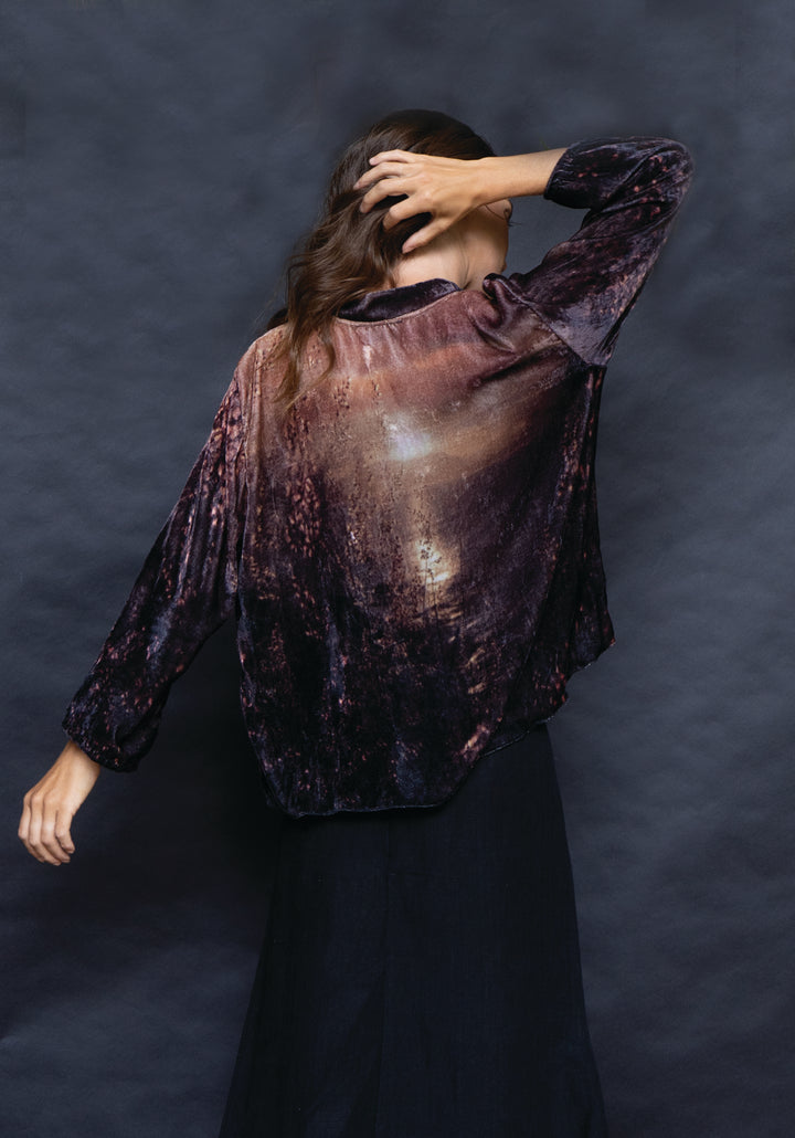 GOLDEN SUNSET SILK VELVET KIMONO