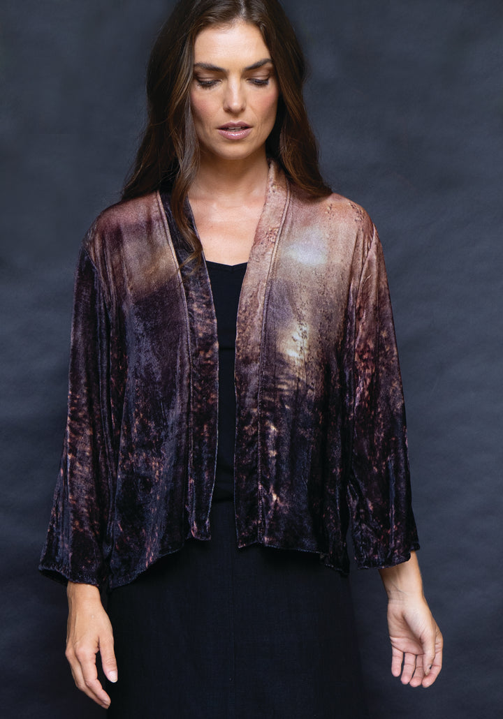 GOLDEN SUNSET SILK VELVET KIMONO