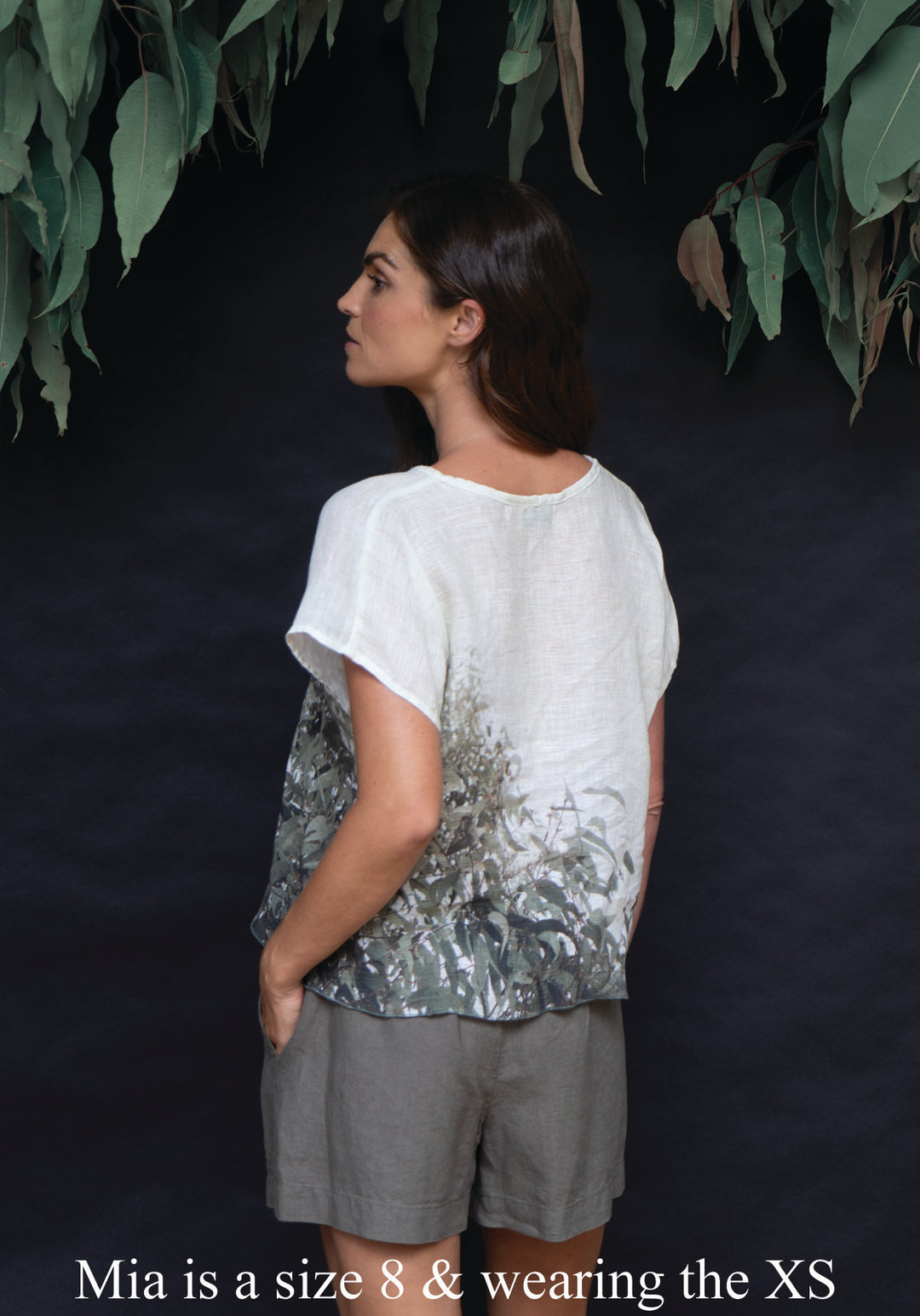 GUM LEAVES LINEN TOP