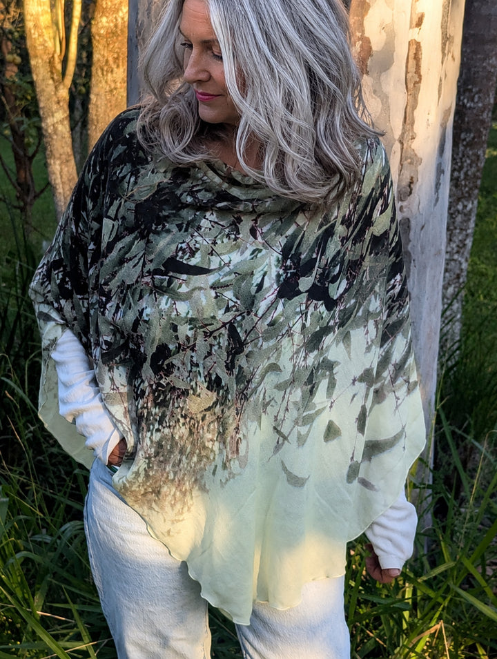 GUM LEAVES WOOL & SILK PONCHO