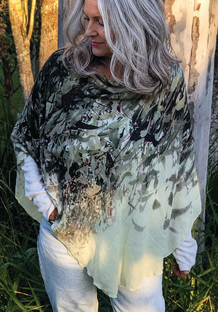 GUM LEAVES WOOL & SILK PONCHO