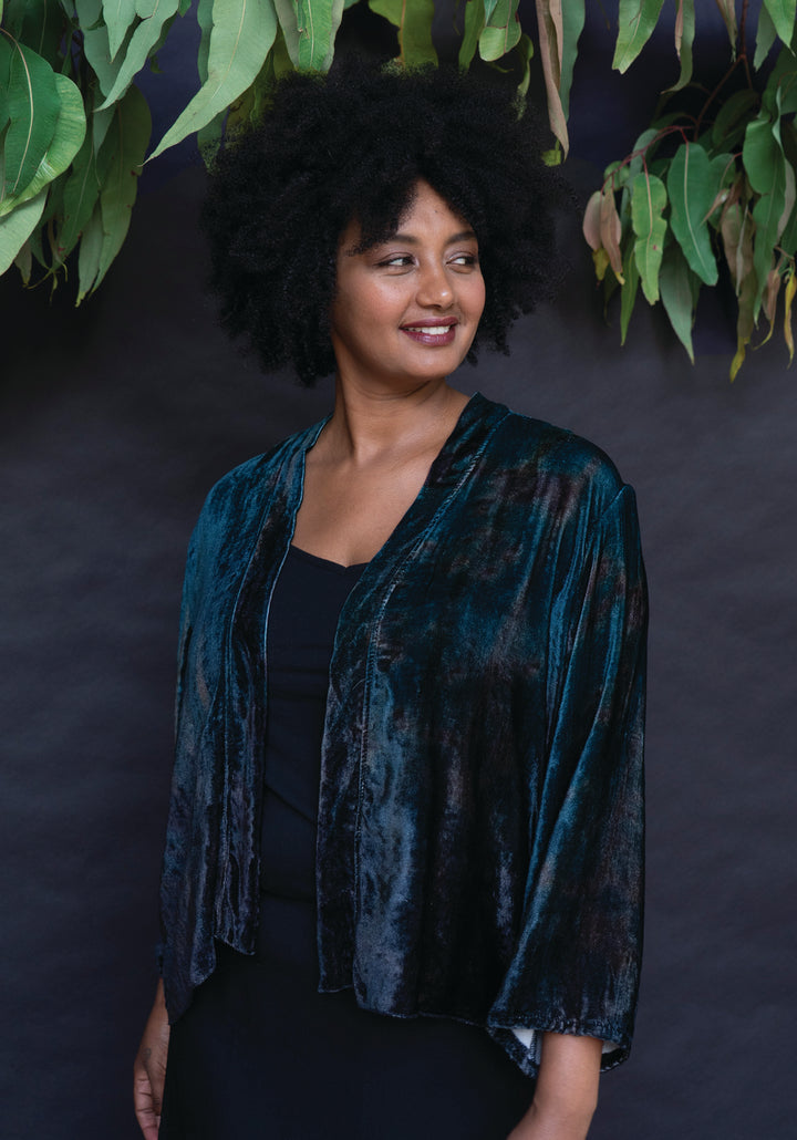 KANGAROO GRASS SILK VELVET KIMONO