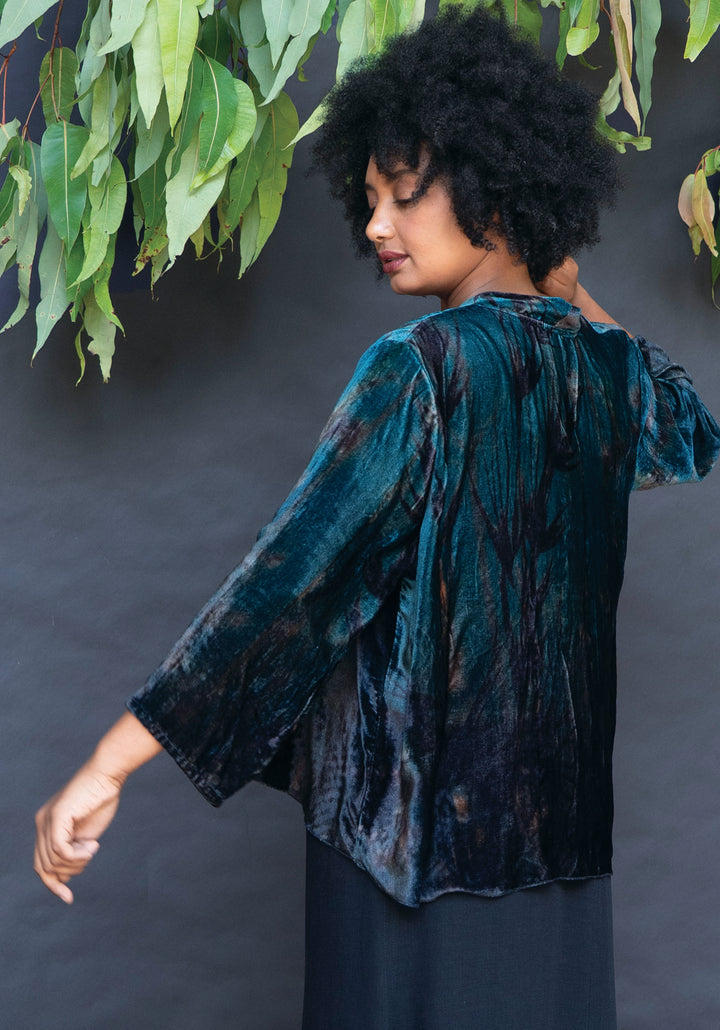 KANGAROO GRASS SILK VELVET KIMONO