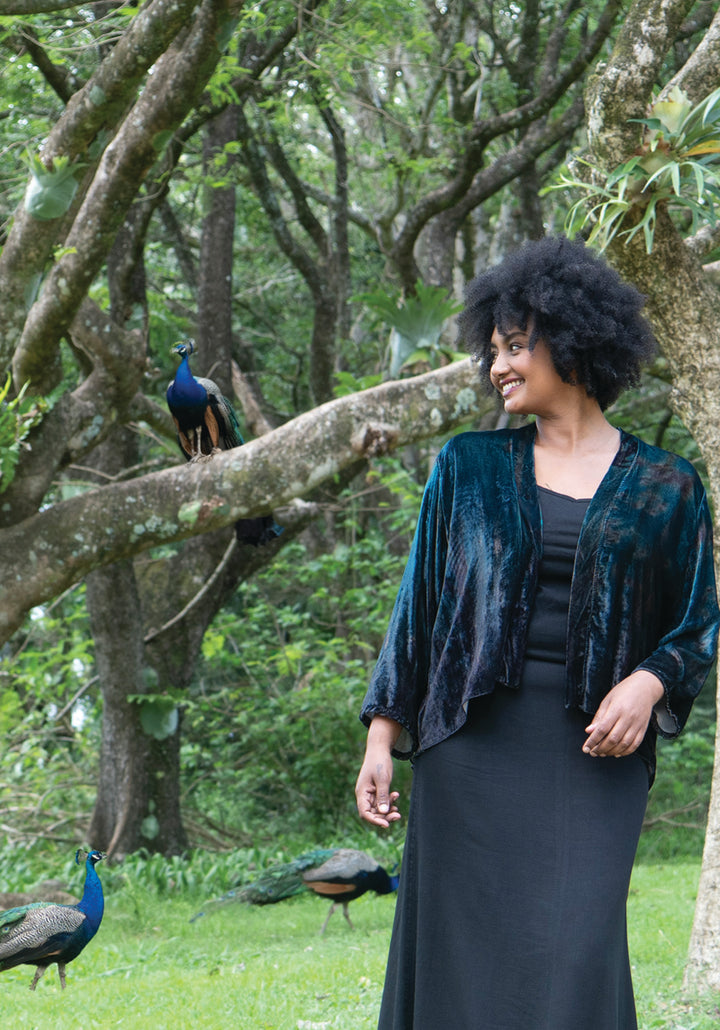 KANGAROO GRASS SILK VELVET KIMONO