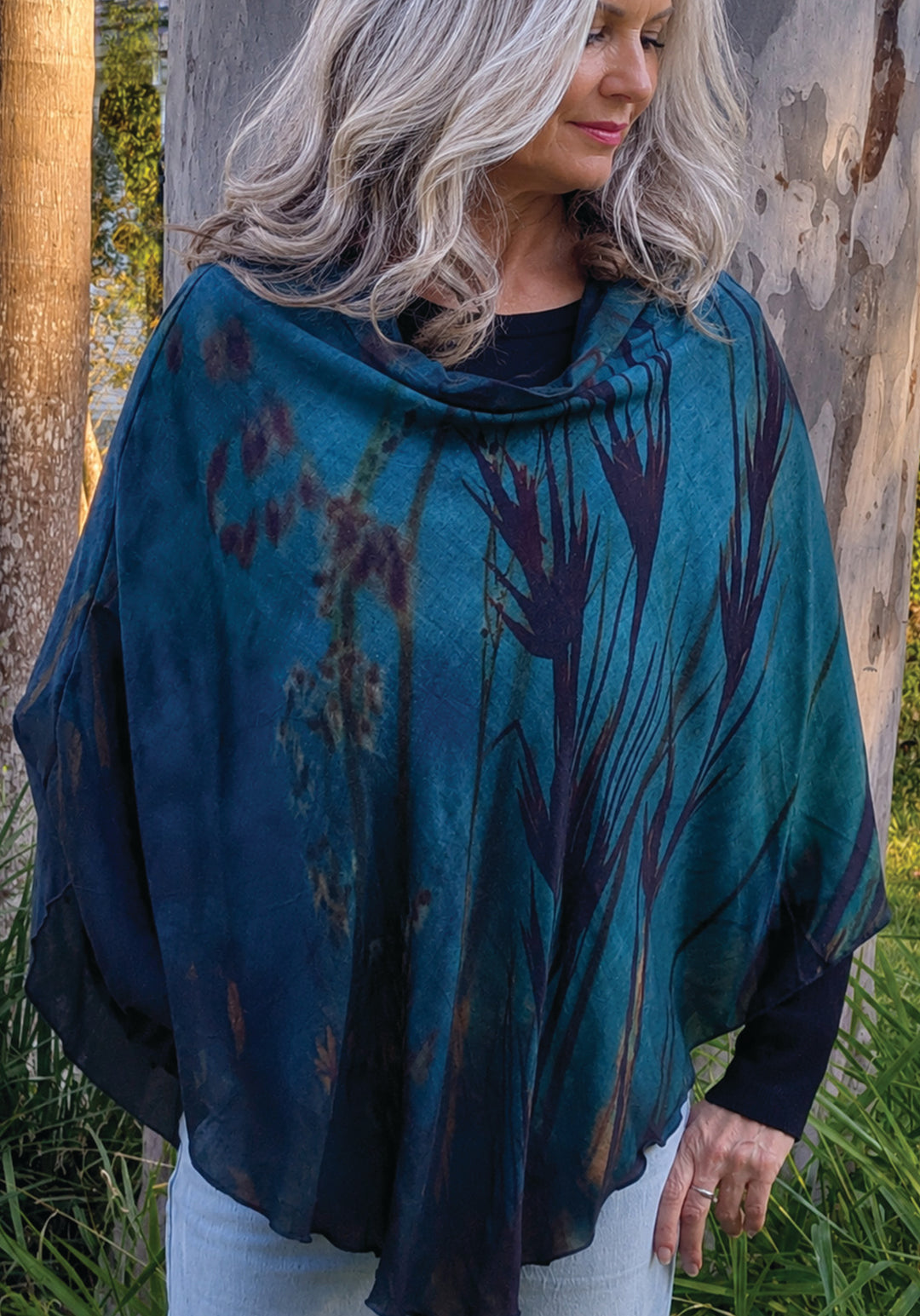 KANGAROO GRASS WOOL & SILK PONCHO
