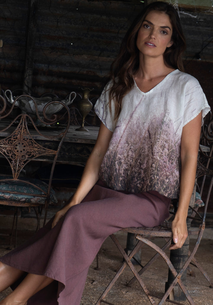 FLOWERING  GRASS LINEN TOP