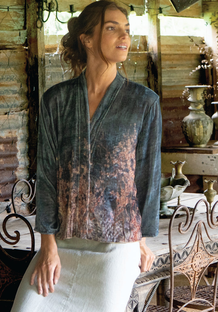 OCEAN VIEWS SILK VELVET KIMONO