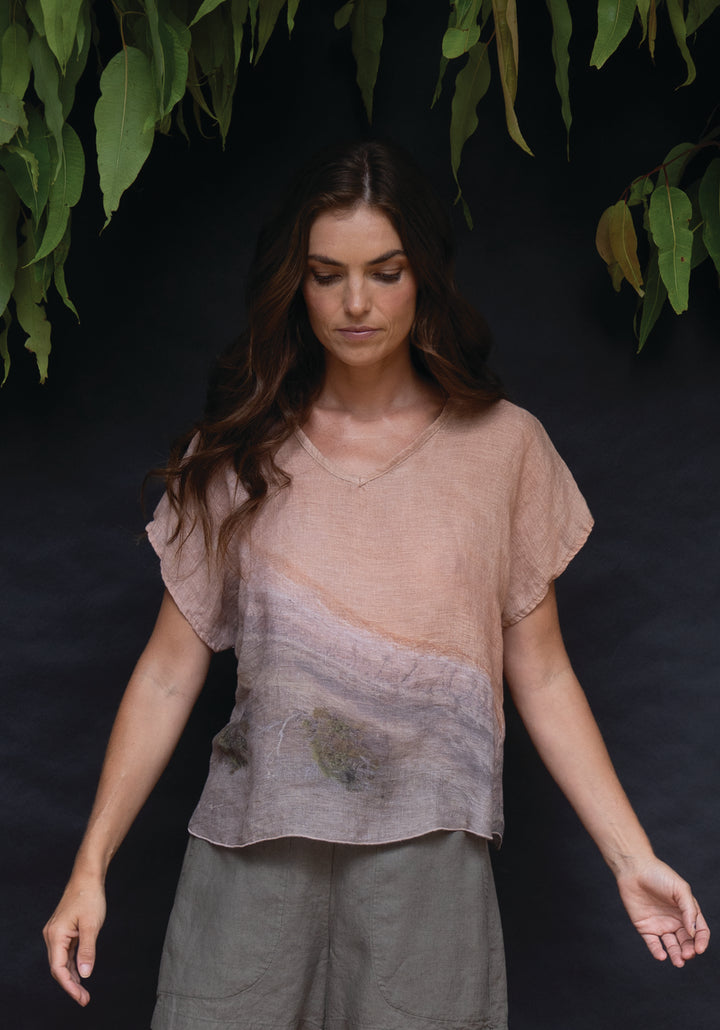 OCHRE LAKE LINEN TOP